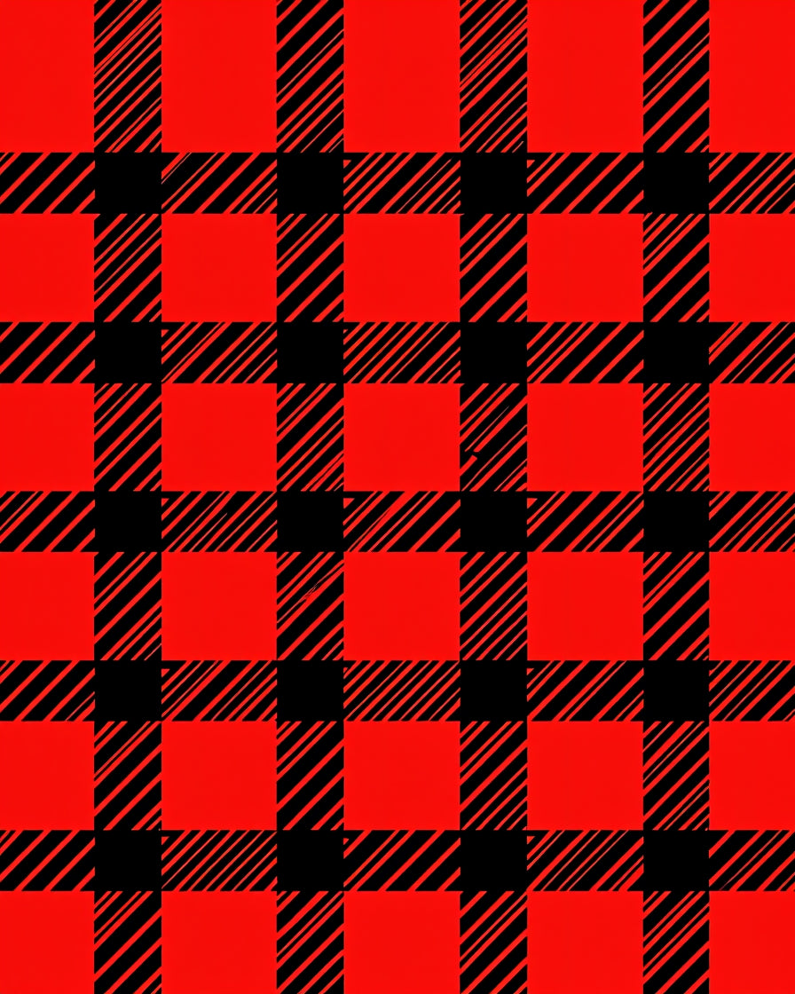 Classic Red Black Plaid Pattern Rug