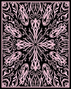 Pink And Black Floral Mandala Design Rug
