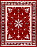 Red White Intricate Snowflake Pattern Rug