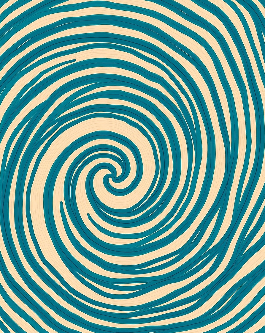Swirling Teal Cream Abstract Design Rug