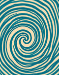 Swirling Teal Cream Abstract Design Rug