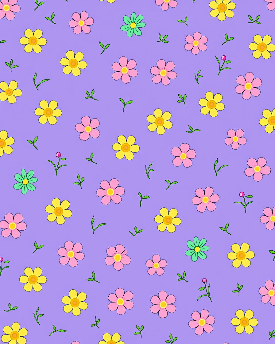 Whimsical Floral Pattern With Pastel Hues Rug