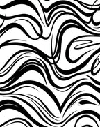 Bold Black White Swirl Pattern Rug