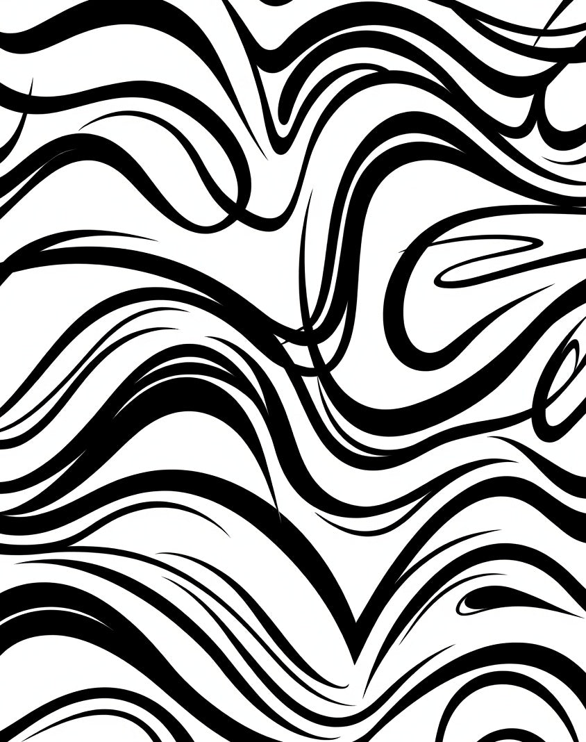 Bold Black White Swirl Pattern Rug
