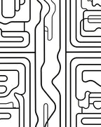 Abstract Flowing Black White Line Design Rug