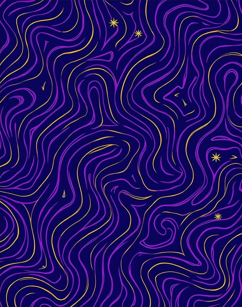 Swirling Cosmic Purple Gold Design Rug