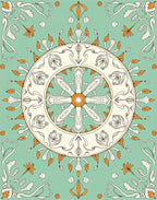 Art Nouveau Floral Wheel Pattern Rug