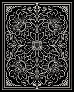 Black Ivory Floral Scroll Rug