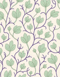 Elegant Purple Vine Floral Pattern Rug