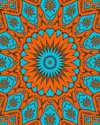 Bold Orange Blue Mandala Pattern Rug