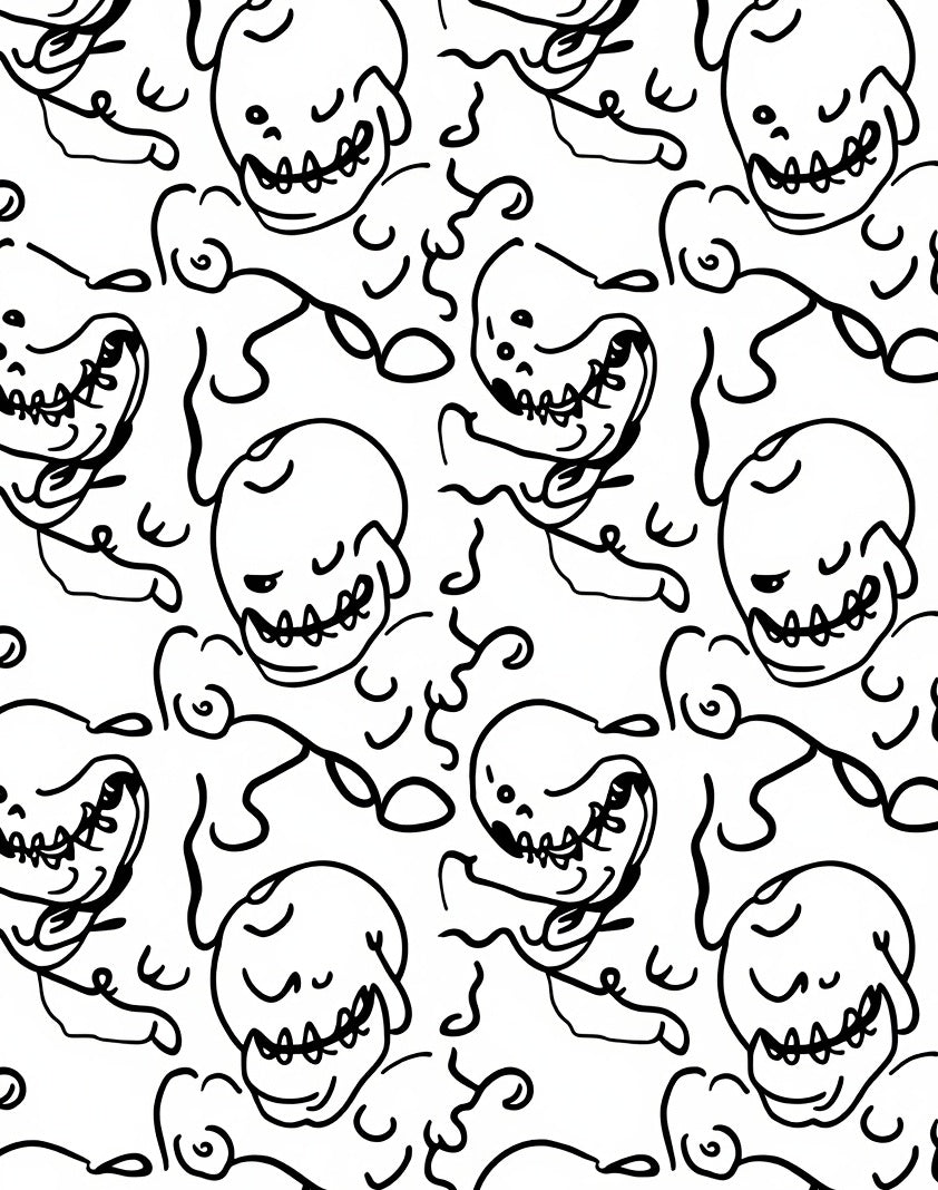 Sketchy Skull Pattern Design Rug