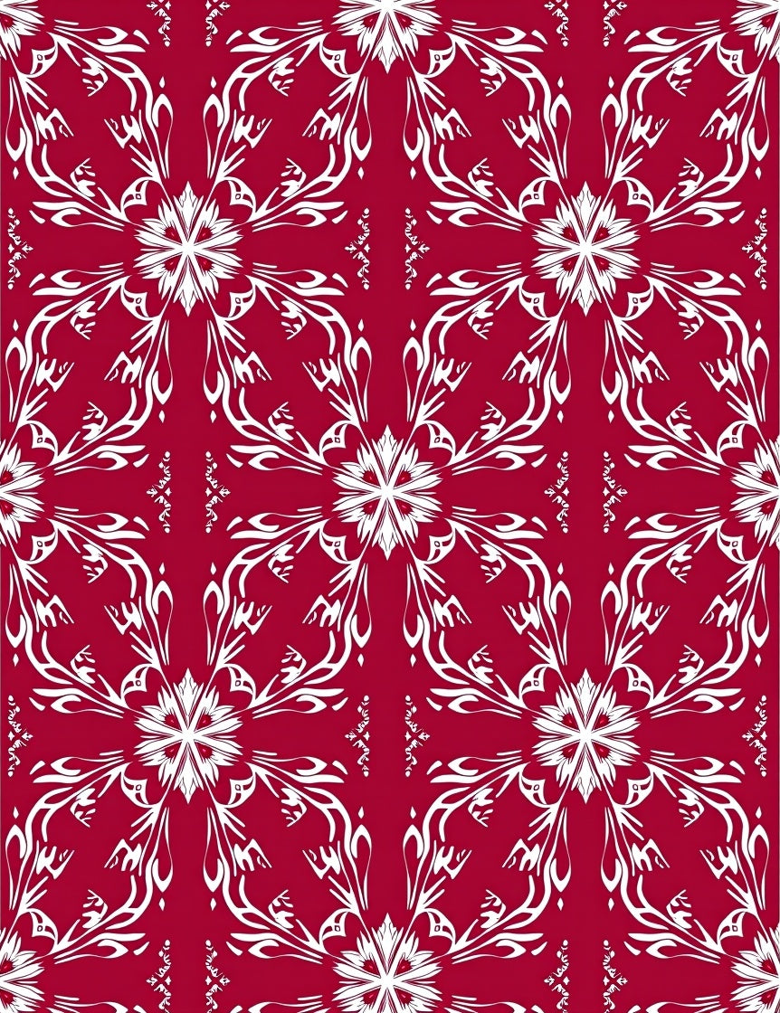 White Ornate Floral Pattern Rug