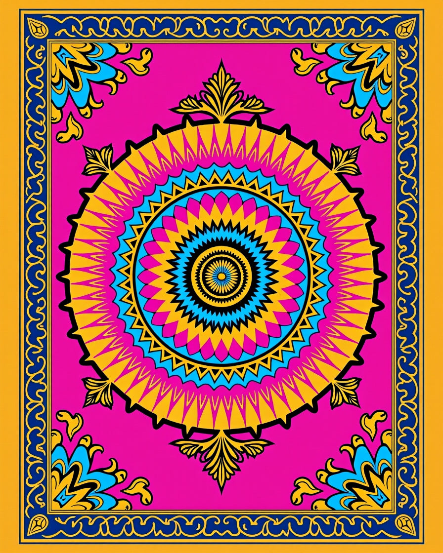 Bold Floral Mandala Pattern Rug