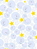 Whimsical Blue Faces Yellow Stars Rug