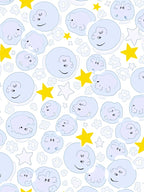 Whimsical Blue Faces Yellow Stars Rug