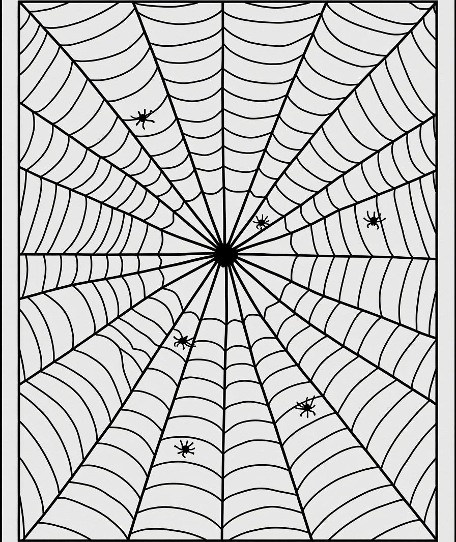 Black Spiderweb With 6 Spiders Rug
