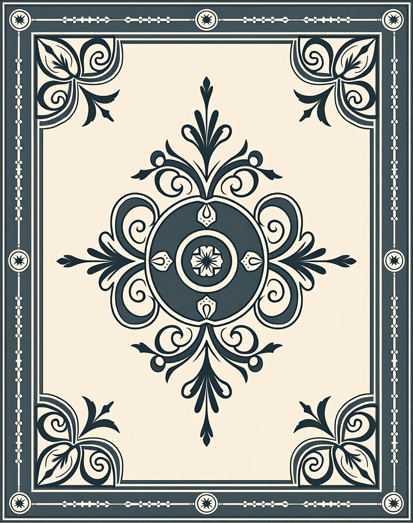 Classic Floral Scrollwork Medallion Pattern Rug
