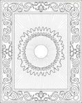 Ornate Sunburst Scrollwork Border Rug