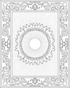 Ornate Sunburst Scrollwork Border Rug