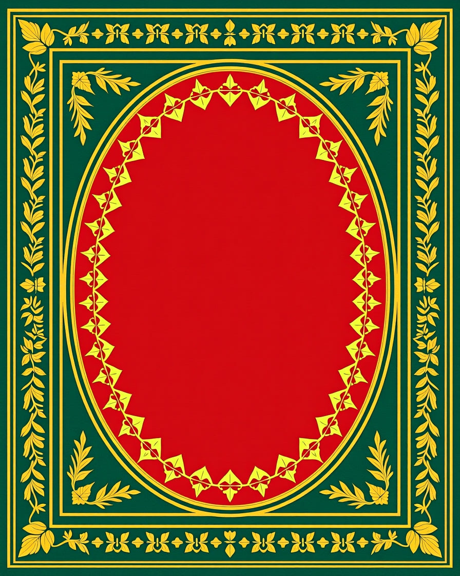 Rich Emerald Golden Floral Border Rug