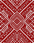 Crimson And White Geometric Tribal Pattern Rug
