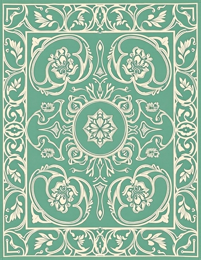 Art Nouveau Floral Medallion Pattern Rug