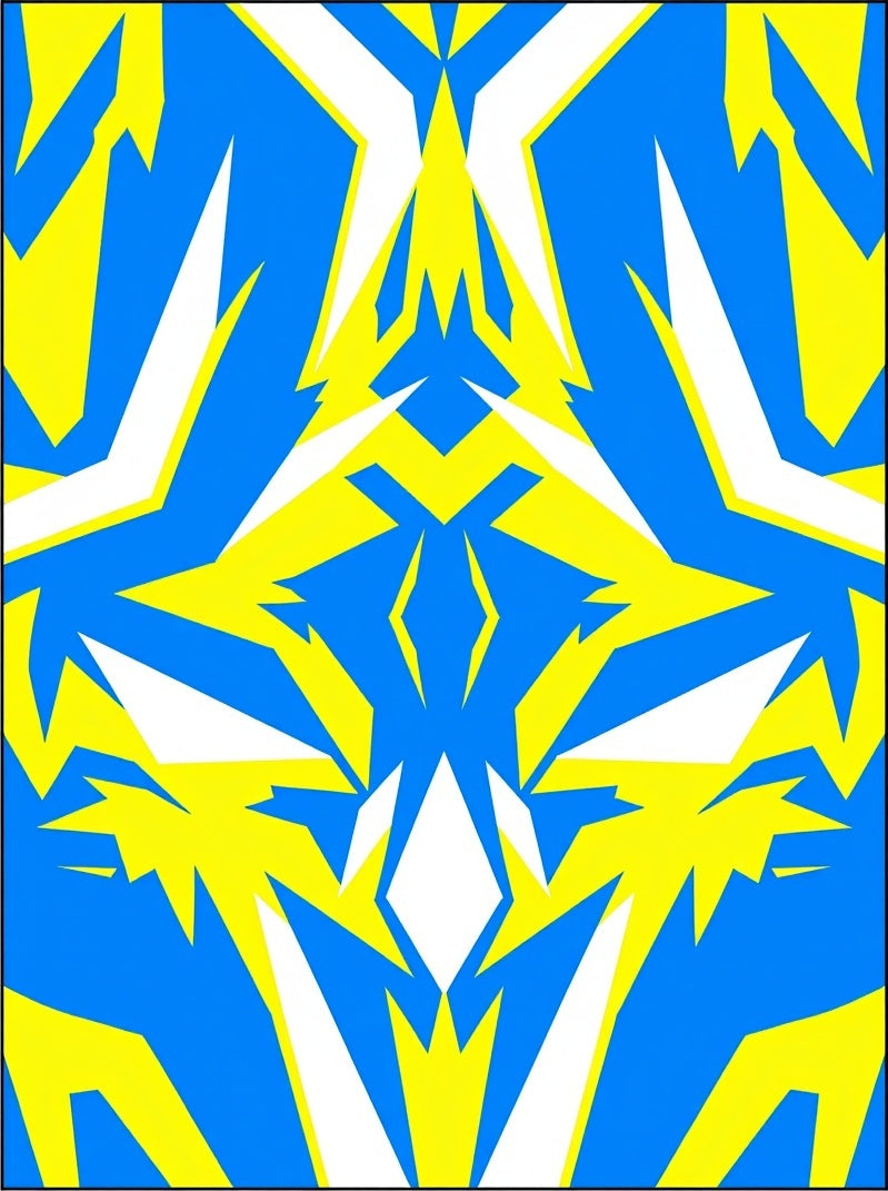 Bold Blue Yellow Abstract Shapes Rug
