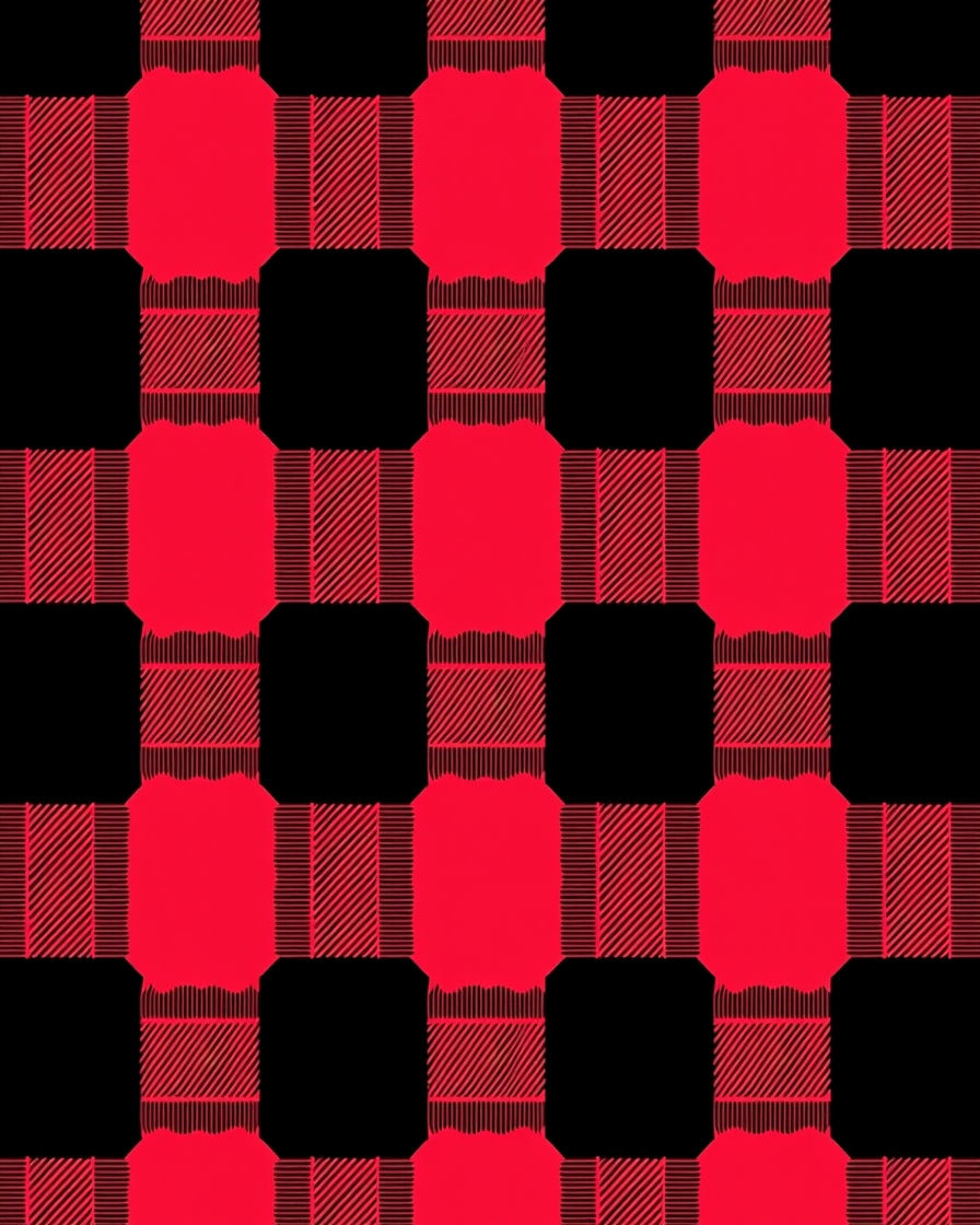 Classic Red Black Plaid Pattern Rug