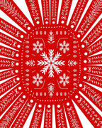 Red Festive Snowflake Pattern Rug