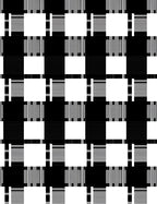 Bold Black White Stripe Square Pattern Rug