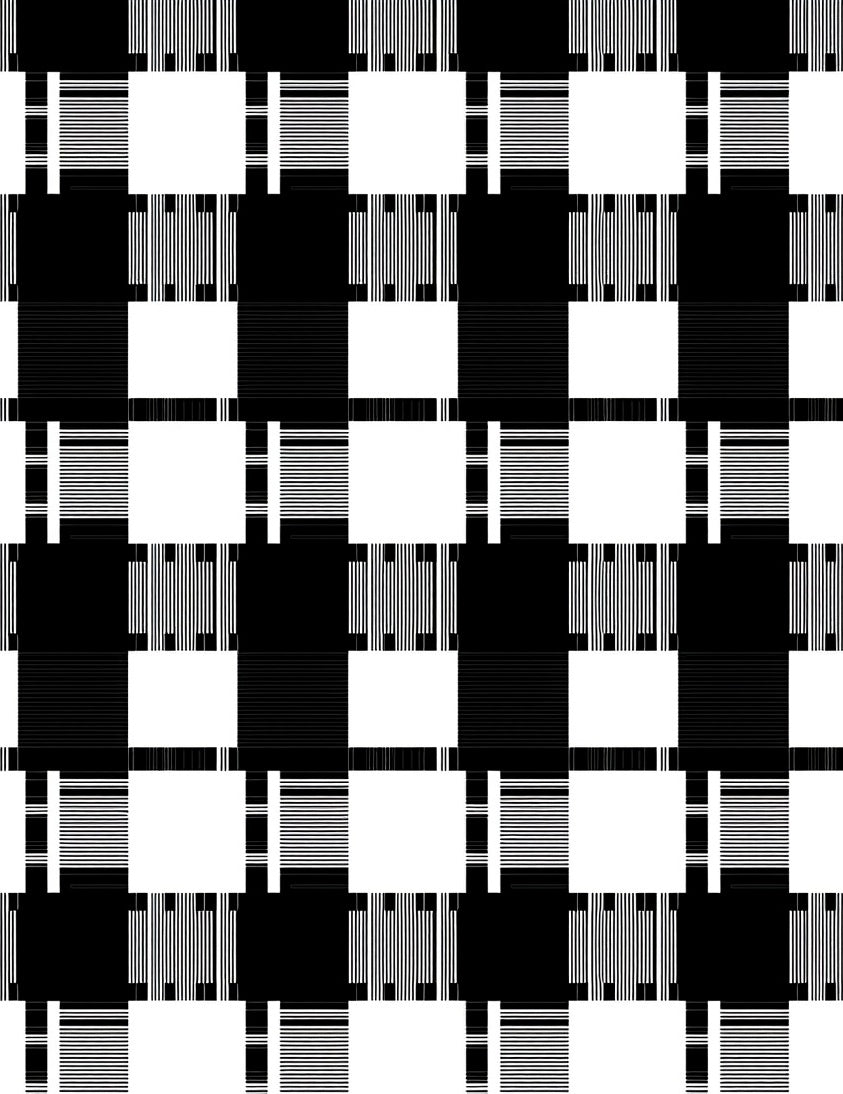 Bold Black White Stripe Square Pattern Rug