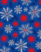 Red White Blue Winter Snowflake Pattern Rug