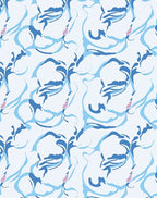 Abstract Blue Floral Swirl Pattern Rug
