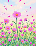 Pink Petal Bloom Field Pattern Rug