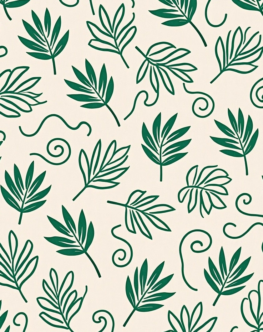 Green Leaf Swirl Pattern Design Rug