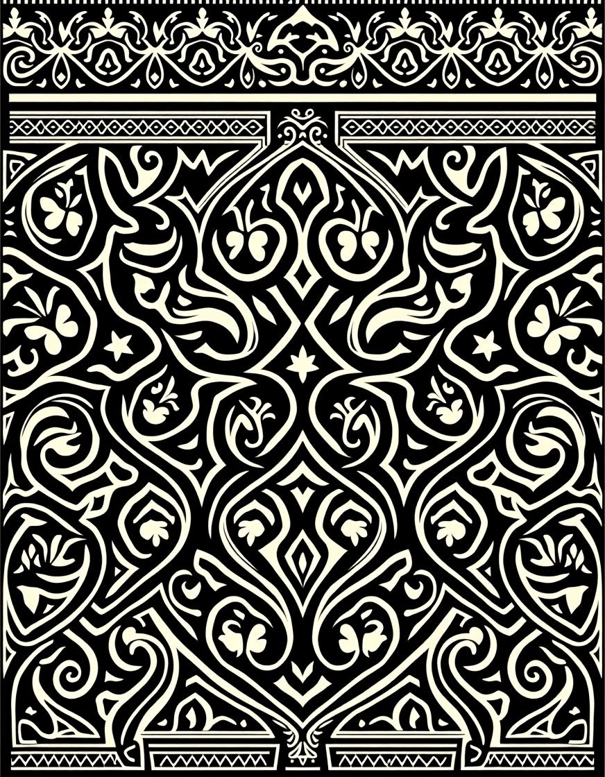 Ornate Floral Arabesque Pattern Rug