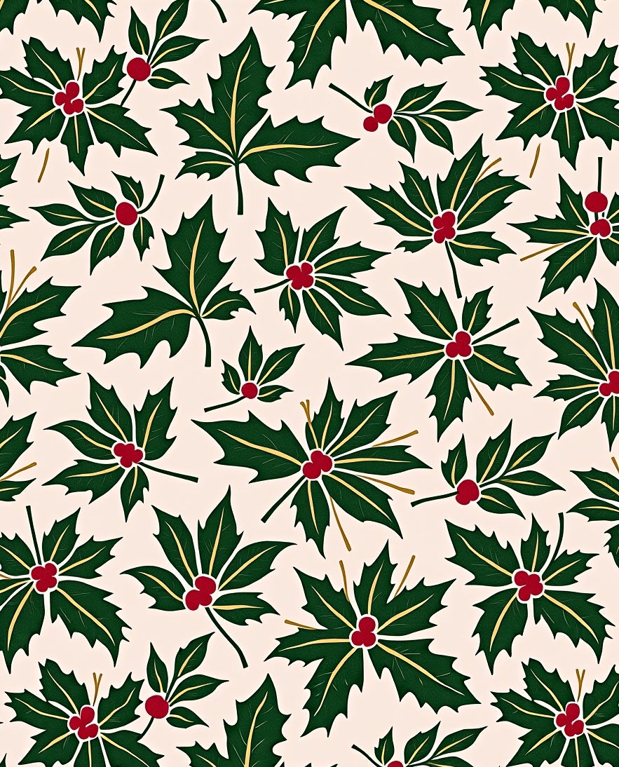 Evergreen Holly Berry Pattern Rug