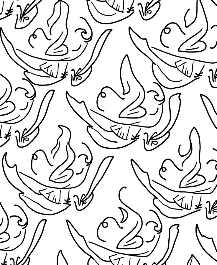 Line Art Abstract Swirl Pattern Rug