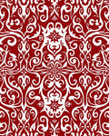 Red and White Floral Damask Design Rug