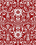 Red and White Floral Damask Design Rug
