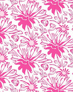 Pink Floral Outline Pattern Rug