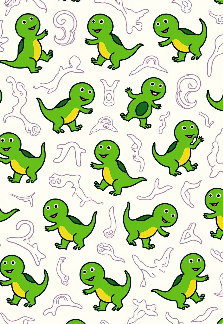 Cute Green Dinosaur Pattern Rug