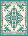 Turquoise Classic Floral Medallion Design Rug