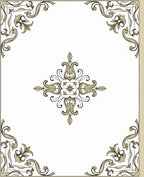 Golden Baroque Floral Scroll Pattern Rug