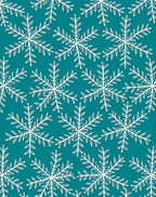 White Snowflake Pattern on Teal Background Rug