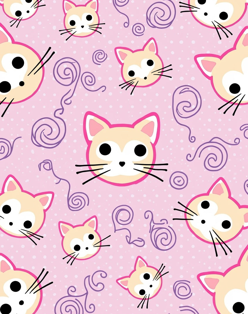 Cute Cat Swirl Pattern Rug
