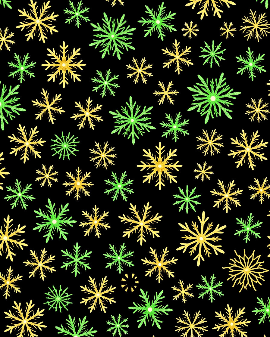 Golden Green Snowflake Scatter Rug
