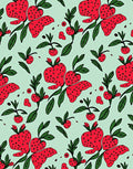 Red Strawberry Green Leaf Pattern Rug