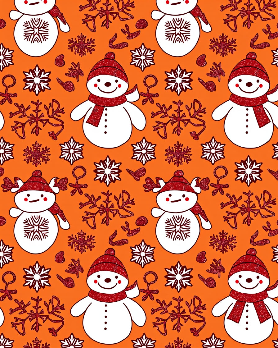 Festive Snowmen Snowflake Pattern Rug