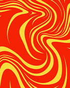 Crimson Yellow Flowing Swirls Pattern Rug